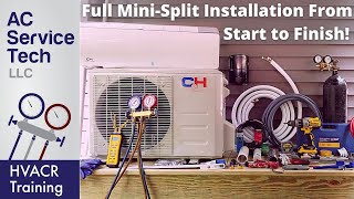 Full Installation of Mini Split Ductless Unit Step by Step [upl. by Ellertnom]