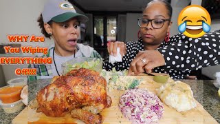 WIPING OFF EVERYTHING MY WIFE TOUCHES TO SEE HOW SHE REACTS ROTISSERIE CHICKEN MUKBANG PRANK [upl. by Ecirtnahc]