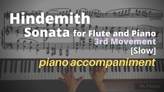 Hindemith  Sonata for Flute and Piano 3rd Mov Piano Accompaniment Slow [upl. by Nishom154]