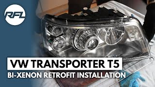 Volkswagen Transporter T5  Bixenon HID Projector Retrofit Headlight Upgrade tutorial DIY [upl. by Maybelle]