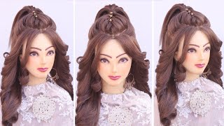 Stylish best ponytail l wedding hairstyles kashees l curly bridal hairstyles l engagement look [upl. by Junina813]