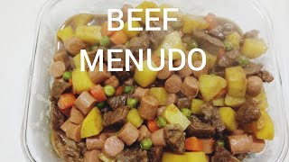 BEEF MENUDO panlasang pinoy [upl. by Aicirtal92]