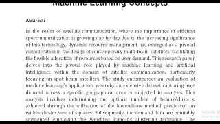 Demand Based Dynamic Bandwidth Allocation in Multi Beam Satellites Using Machine Learning Concepts [upl. by Eelyram]