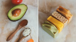 Making soap with grocery store ingredients🥑🍅🍯🥕🌾🥛 A compilation [upl. by Ayifa]