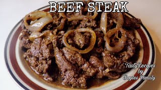 Beef Steak Bistek Tagalog Recipe [upl. by Eirhtug]