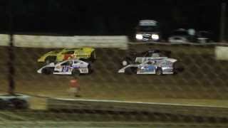 Josh Harris racing Tony Stewart at Paducah International Speedway 812013 [upl. by Noirred]