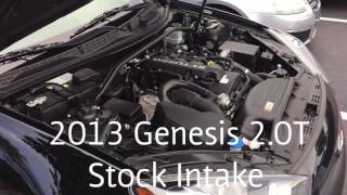 2013 Genesis 20T Injen Intake vs Stock Intake Sound Clip [upl. by Theresina]