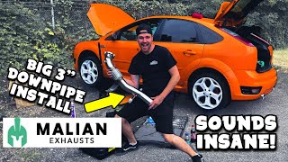 Ford Focus ST Malian 3quot Downpipe InstallReview [upl. by Boehike]