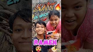 2x SPICY RAMEN NOODLES CHALLENGE 🍜 [upl. by Drahsar]