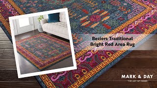 Beziers Traditional Bright Red Area Rug [upl. by Esnahc]