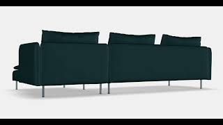 SÖDERHAMN 4seat sofa with chaise longue 4  AR  3DModel [upl. by Lagiba536]