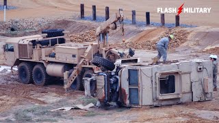 Military Vehicle CRASH  How to recovery of mired and overturned of Military Vehicle [upl. by Broeder299]