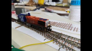 Wisselbouw testritten Handlaid N scale turnout 6 update 8824 [upl. by Crowns]