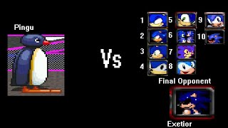 MUGEN Pingu Me Vs 11 Sonics [upl. by Idnahs]