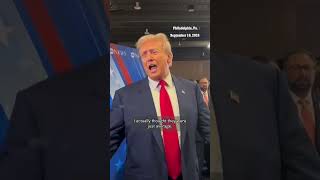 Donald Trump makes surprise appearance in the debate spin room [upl. by Asher]