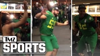 Oregon Ducks Locker Room Dance Party After Destroying FSU  TMZ Sports [upl. by Adrien739]