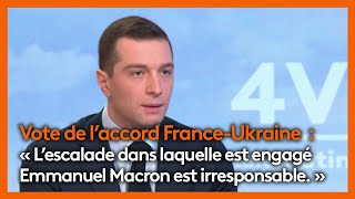 Les 4 Vérités  Jordan Bardella soppose à laccord bilatéral de sécurité FranceUkraine [upl. by Brewer63]