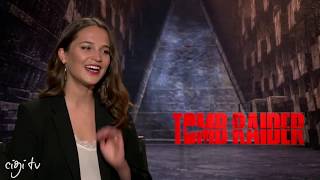 Alicia Vikander talks Feminist Lara Croft Tomb Raider amp the Bechdel Test [upl. by Sulokcin]