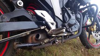 Suzuki gixxer stock exhaust modified to underbelly [upl. by Dallman688]