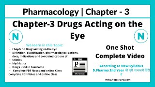 Chapter3 Pharmacology drug acting on eye complete class in one video DPharm 2nd year class [upl. by Ciaphus]