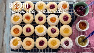 BISCOTTI MORBIDI ALLA MARMELLATA Senza uova solo 5 ingredienti Ricetta Facile Chiarapassion [upl. by Nosduj]