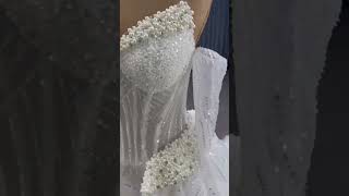 Luxury  Gorgeous White Handmade Beading Rhinestone Pearl Sequins Wedding Dresses [upl. by Frager]