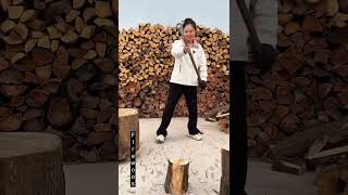 It is easy to chop firewood with sharp axe [upl. by Karena]