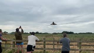 Way too low insane 22 eurofighter typhoons landing at RAF coningsby 17 th June 2023 [upl. by Ecirahs]