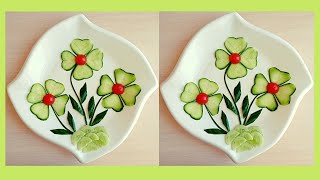 Beautiful Salad Decoration Ideas\ Tomato and Cucumber Plate Decoration\Easy Salad Carving Garnish [upl. by Green503]