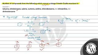 Number of compounds from the following which cannot undergo FriedelCrafts reactions is [upl. by Godric766]