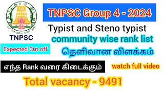 TNPSC Group 4 2024 Typist amp Steno Typist expected communal rank group4cutoff group42024 [upl. by Erdnael773]