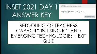 VINSET 2021 DAY 1 ANSWER KEY RETOOLING OF TEACHERS CAPACITY IN USING ICT [upl. by Hermosa]