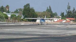 Cessna 210 N761CF departing KCCB Cable Airport on 91209 at 1841 [upl. by Bezanson]