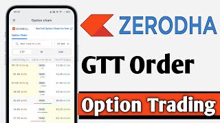 Zerodha Kite GTT Order For Option Trading [upl. by Eidolem158]