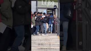 People seen shoving each other to get a job at LCBO in London ON [upl. by Galasyn]