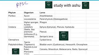 larval form of all phylum  Animal kingdom  with their organism amp class  RPSC  UPSC  RAS  NEET [upl. by Dry]