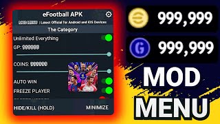 eFootball PES 2024 MOD MENU APK v92004  Unlimited Coins amp GP VIP Features Free Shopping  More [upl. by Irodim]