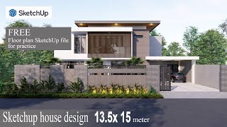 Sketchup house design 135 x 15 m render enscape [upl. by Charmain211]