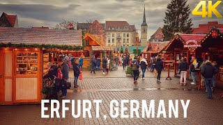 Erfurt Germany Christmas Market and City Walking Tour 4K 60fps  Beautiful German City [upl. by Aerdnaeel286]