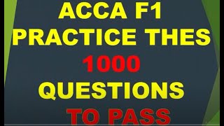 ACCA F1 Questions with answer [upl. by Eiramlirpa]