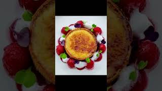 Creme Brulee Tart Macerated Raspberries Raspberry Gel amp Milk Foam shorts [upl. by Ariday]