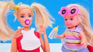 Barbie Steffie ve yeni doğmuş bebek maceraları Kukla oyunu [upl. by Akimal]