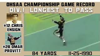 WGH Classic Moments  OHSAA Championship Game Record  Div1 Longest TD Pass  1990 84 yrds [upl. by Ihcehcu]