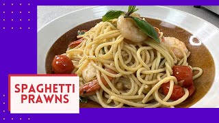 Spaghetti Prawn  Italian Garlic Prawn Pasta Recipe  Food Treasure [upl. by Sane]