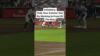 infielders should help your catcher shortsviral mlb baseballbaseballhighlights [upl. by Eilsehc]