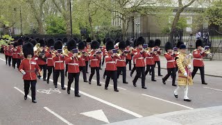 Bands and Troops arriving at Wellington Barracks Coronation Day [upl. by Llerud]