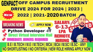 Genpact Biggest Off Campus Drive 2024  Genpact Hiring  Genpact Direct Selection  Direct Mail [upl. by Ahsyt705]