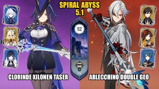 F2P Clorinde Xilonen Taser amp Arlecchino Double Geo  Spiral Abyss 51  Floor 12  Genshin Impact [upl. by Gweneth341]