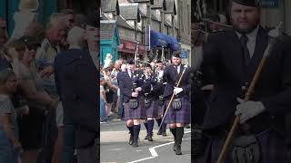 Badenoch amp Strathspey Pipe Band playing on the march to 2023 Pitlochry Highland Games shorts [upl. by Jamesy]