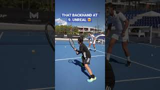 A 9yearold kid with a flawless onehanded backhand Unreal 🤯 kid tenniskid sport [upl. by Ireg]